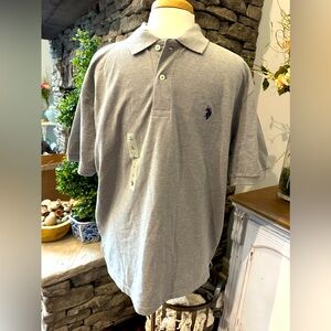 - NWT US Polo Association men’s grey short sleeve 3 button polo. Size Large